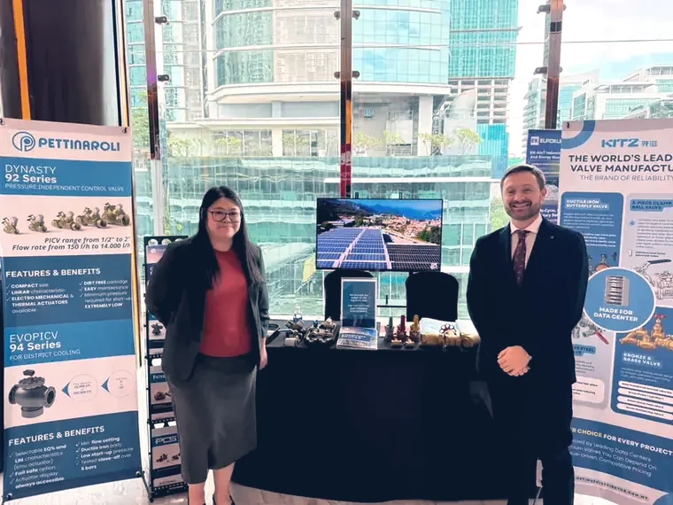 KITZ and Pettinaroli product showcase table at an industry event