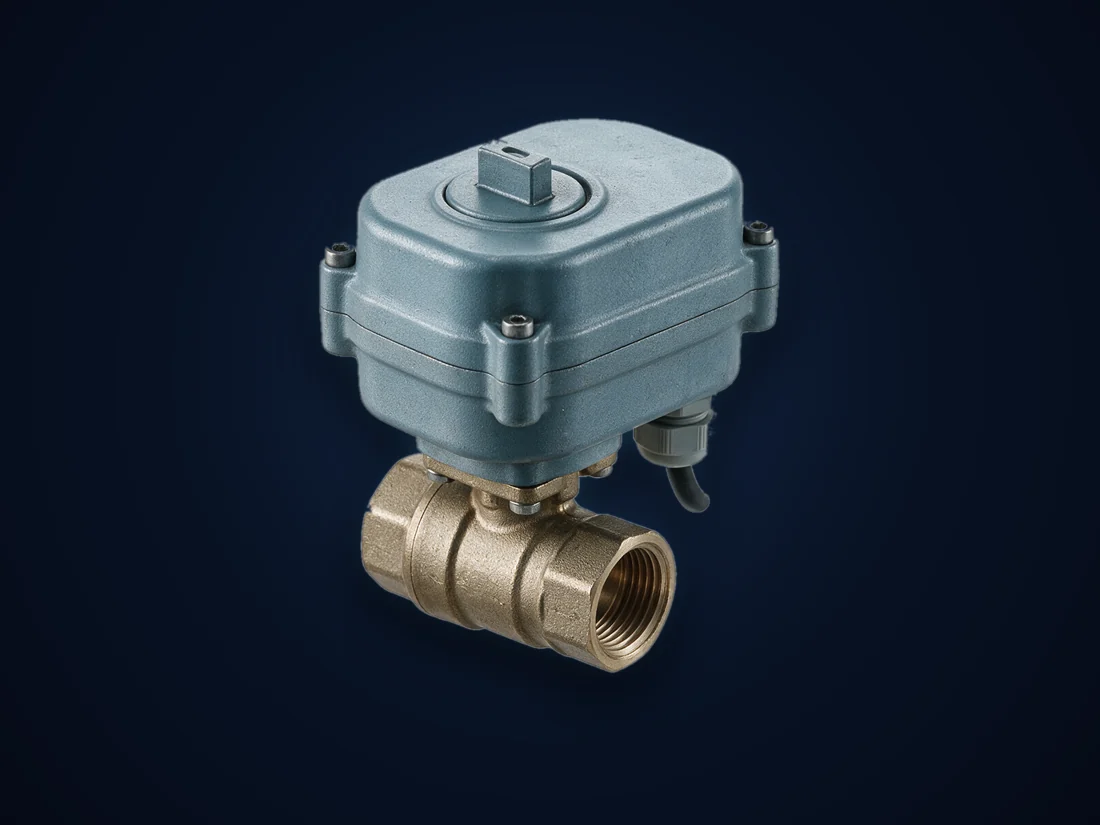 An electric actuator mounted on a threaded quarter-turn valve