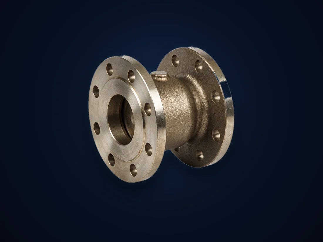 A flanged silent check valve, the spring and disc carried inside the barrel body between two raised-face flanges
