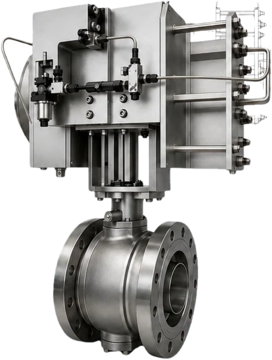 Optimus 8-inch actuated ball valve with GP series pneumatic actuator